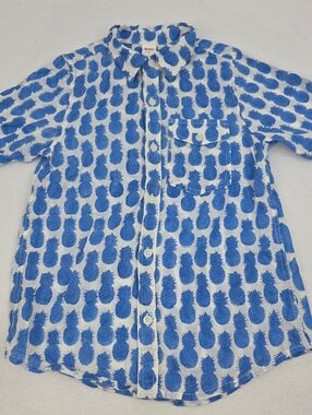 Rikshaw Design Boy's Pineapple Button-Up Shirt Blue and White Size 8 Ai-3487